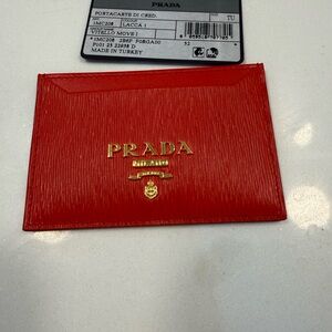 Prada Red Saffiano Leather Card Sleeve